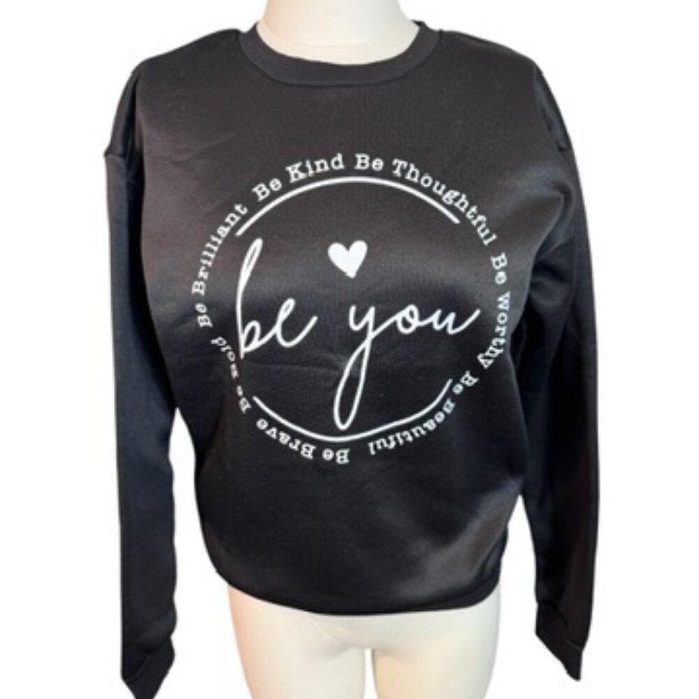 BE KIND inspirational black sweatshirt Size Small NWOT